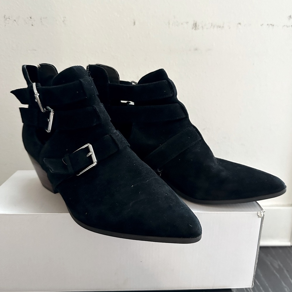 Treasure & Bond Suede Leather Low Heel Bootie with Buckles / US 7M